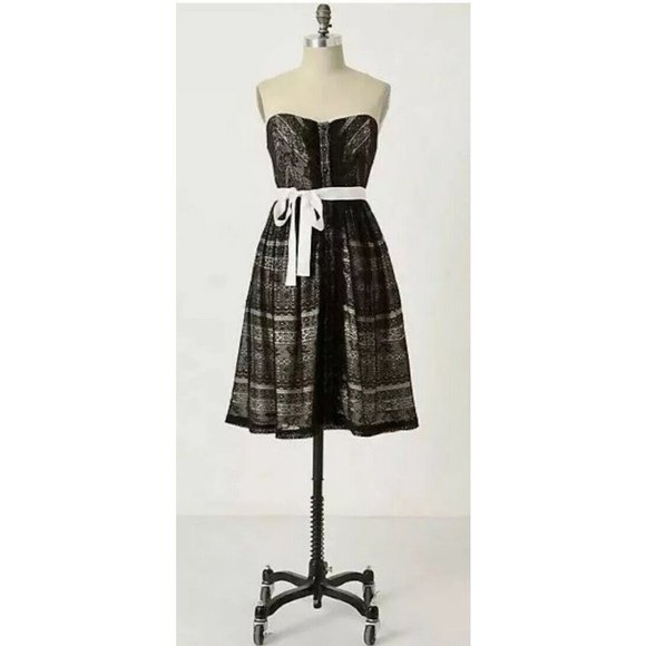Anthropologie Moulinette Soeurs Peeking Needlework Black Dress 4 Small Excellent - Picture 1 of 12